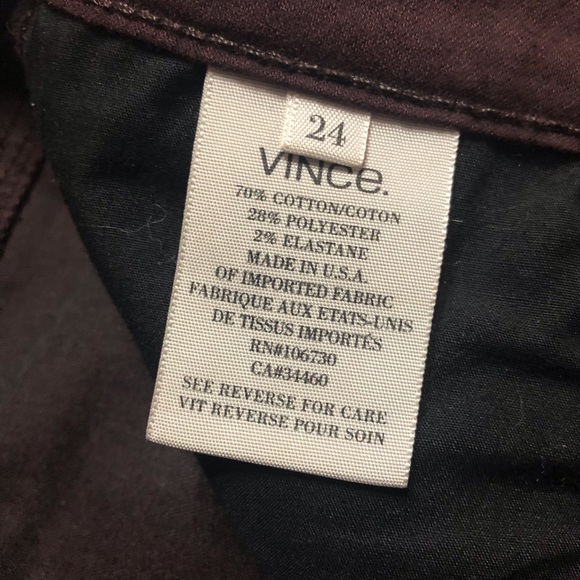 Vince Dark Raisin Zip Leg Skinny Jeans 0574 - Picture 4 of 11